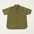 Buzz Rickson's Open Pocket Short Sleeve Herringbone Work Shirt - Olive