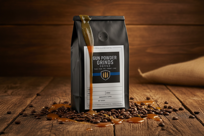 Gun Powder Grinds Caramel with caramel sauce