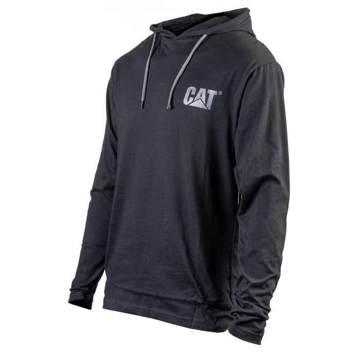 Caterpillar Hooded Long Sleeve Cotton Men's Black T-Shirt