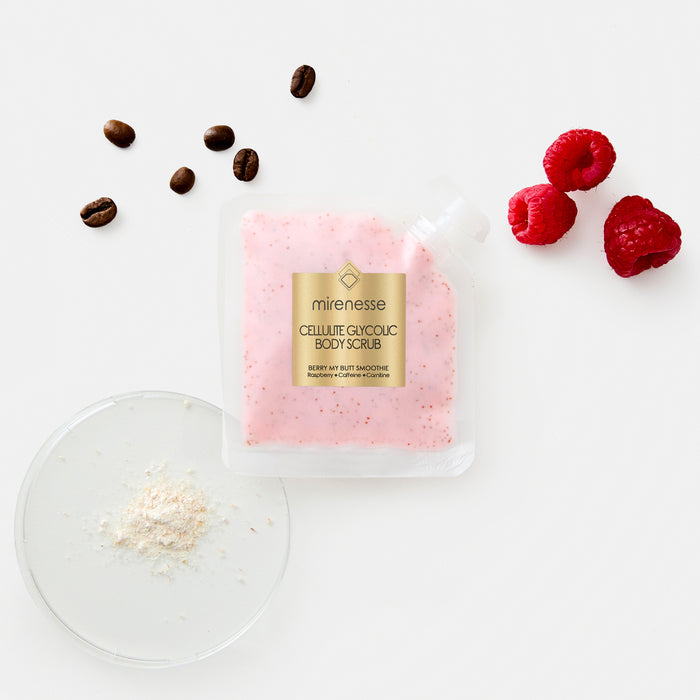 MIRENESSE SKINCARE 20g/ 0.7oz Cellulite Glycolic Body Scrub Mini-Berry My Butt Smoothie