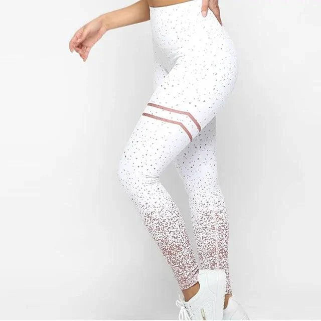 Mandotos chic gold print leggings with stylish gold pattern and comfortable fit, ideal for fashion-forward casual wear.