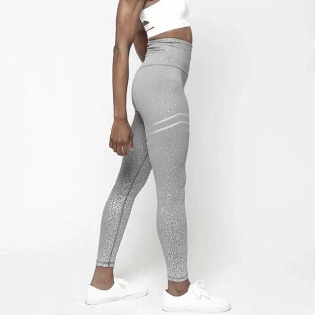 Mandotos chic gold print leggings featuring a stylish pattern and comfortable fit, perfect for modern casual wear.