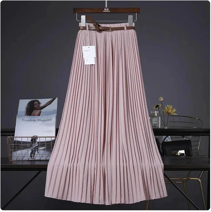 Mandotos Chic & Grace pleated chiffon skirt with flowing fabric and elegant design, perfect for effortless style.