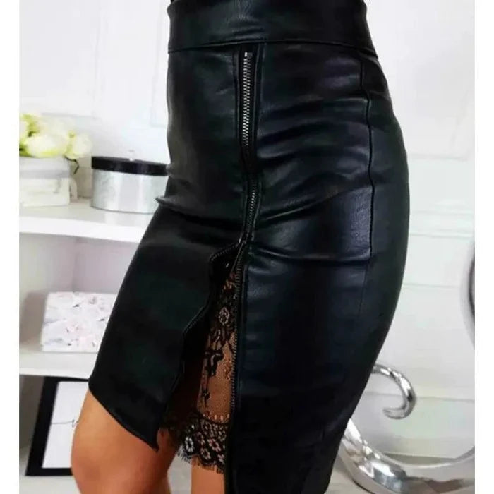 Mandotos chic lace mini skirt featuring intricate lace details and a stylish fit, perfect for trendy casual or evening wear.