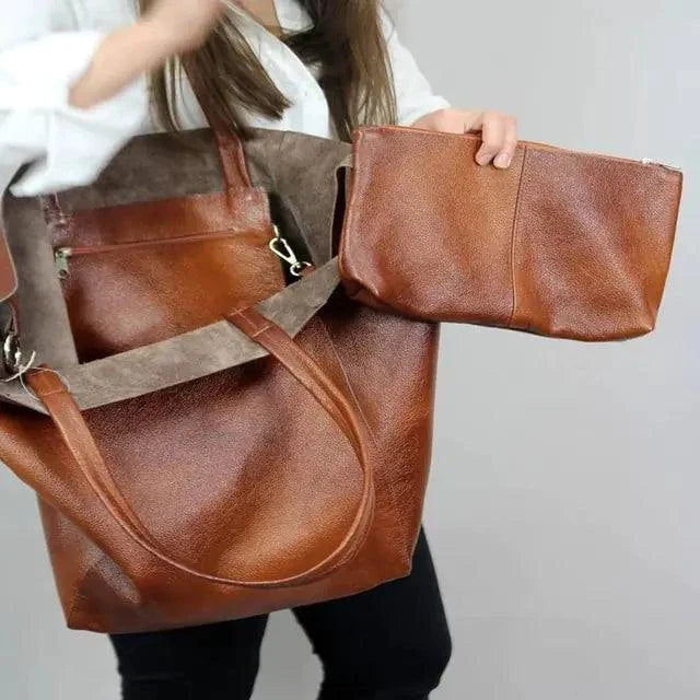 Mandotos chic leather tote handbag with sturdy handles and spacious interior, perfect for everyday use and stylish outings.
