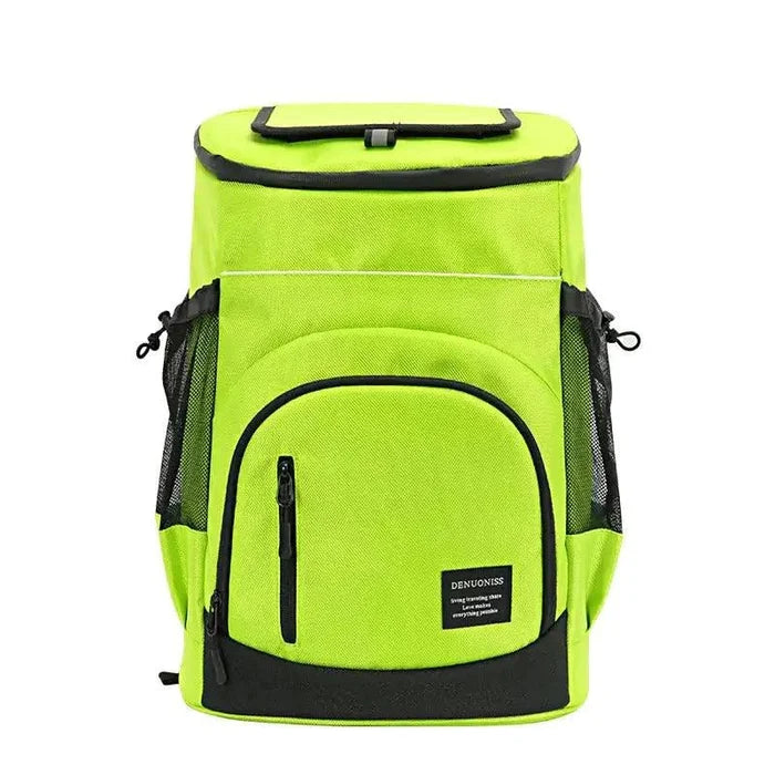 Mandotos ChillPack 33L travel cooler with insulated exterior and carrying handle, designed for portable cooling on the go.