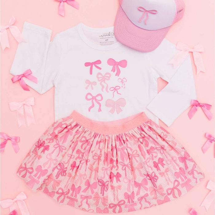 Coquette Bow Patch Trucker Hat - Pink/White - Kids Bows