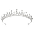 Mandotos International CrownAura crystal princess tiara with sparkling rhinestones and intricate silver design for special occasions.