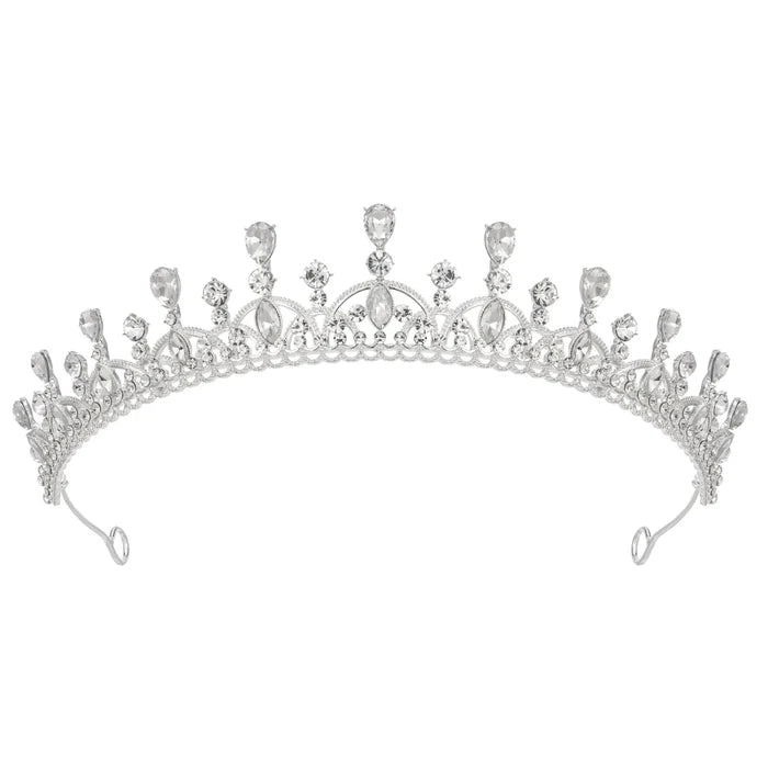 Mandotos International CrownAura Crystal Princess Tiara with sparkling rhinestones and intricate design, perfect for special occasions.