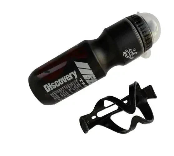 Mandotos cyclist's hydration flask with a black cap and clear body, designed for easy hydration during bike rides.