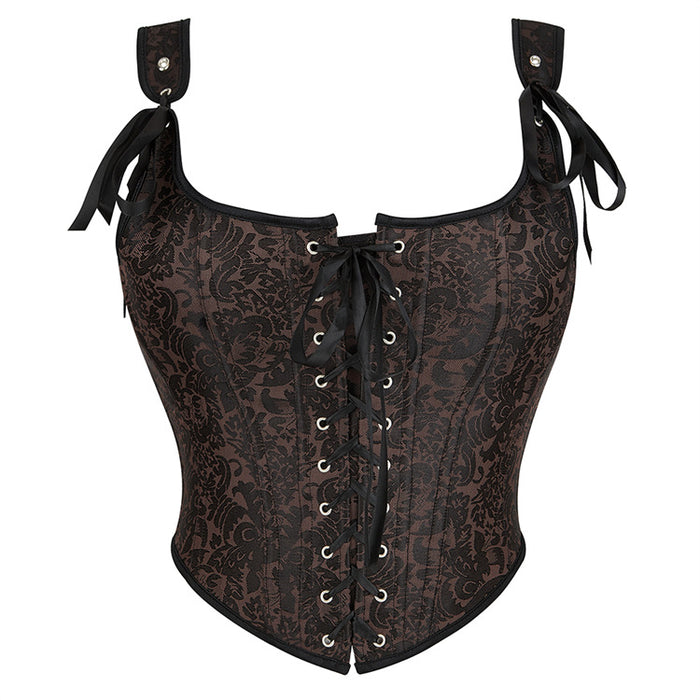 Double-shoulder Strap Court Corset Jacquard Vintage Corset
