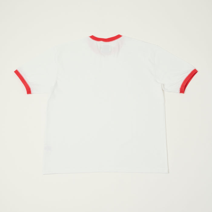 Drake's Cotton Crew Neck Ringer T-Shirt - White/Red