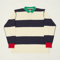 Drake's Dual Block Stripe Rugby Shirt - White/Navy