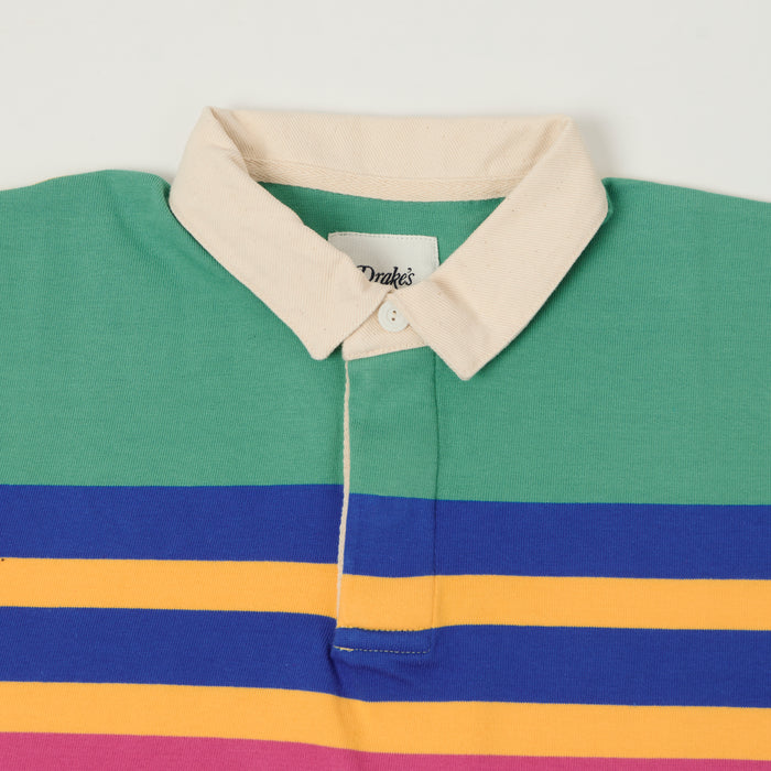 Drake's 'Pastel Stripe' Rugby Shirt - Pink/Blue/Mint