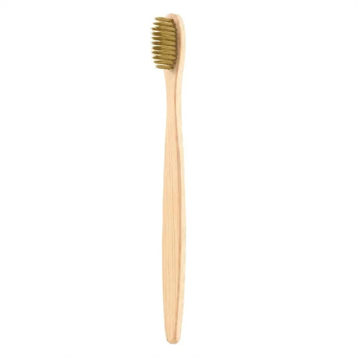 Mandotos EcoPure bamboo toothbrush with biodegradable handle and soft bristles, eco-friendly dental care product.