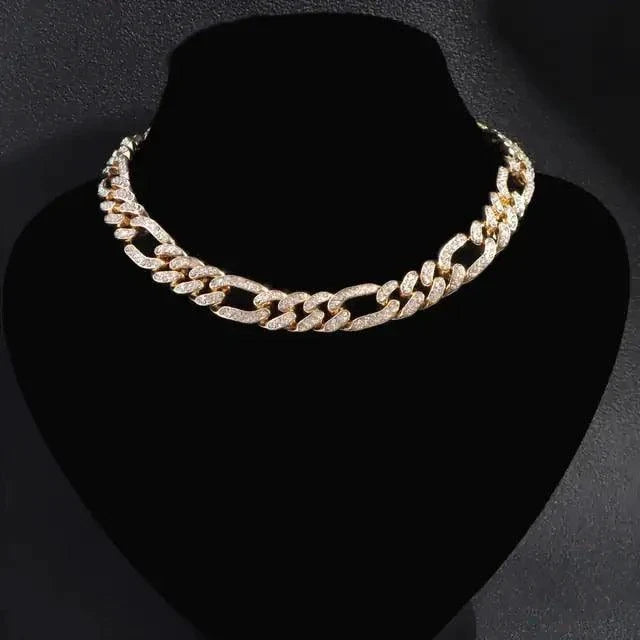 Elegant cubic zirconia Cuban necklace by MANDOTOS featuring a sleek chain with sparkling stones for stylish wear.