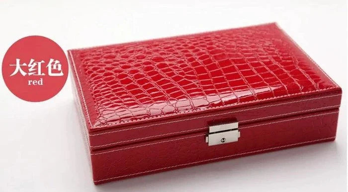 Elegant leather vanity case by MANDOTOS with a sleek design, featuring a secure clasp and spacious interior for beauty essentials.