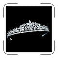 Elegant zircon bridal tiara with intricate silver detailing, perfect for wedding ceremonies, by MANDOTOS INTERNATIONAL.