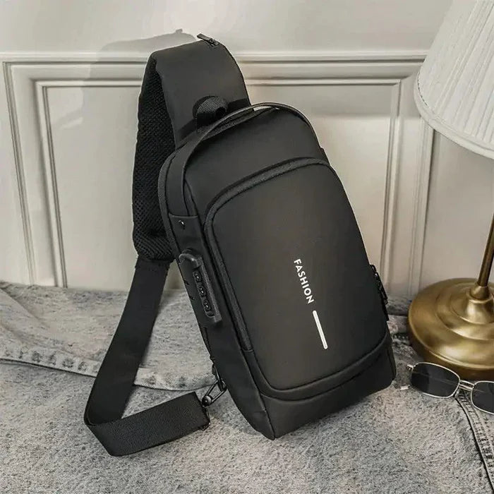 Mandotos Elite Leather Sling Bag featuring sleek design, adjustable strap, and durable leather material for everyday use.