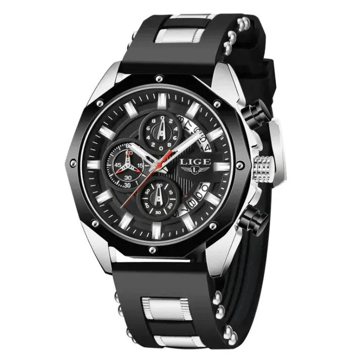 Mandotos Elite Silicone Sports Chronometer with black strap and digital display for timing and fitness activities.