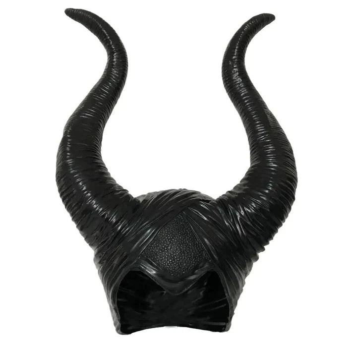 Mandotos Enchantress Horns Headpiece featuring gold-toned horns and intricate detailing for fantasy costume or cosplay.