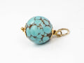 Vintage 14k Turquoise Ball Pendant, Blue Spiderweb Turquoise Charm