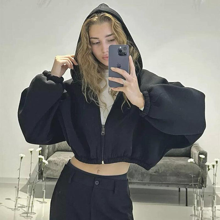 Mandotos casual women's solid color hoodie, European and American style, featuring a relaxed fit and comfortable fabric.