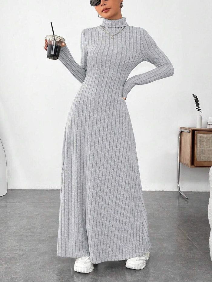 Mandotos International European and American cross-border autumn and winter women's slim-fitting dress with high collar and long sleeves.