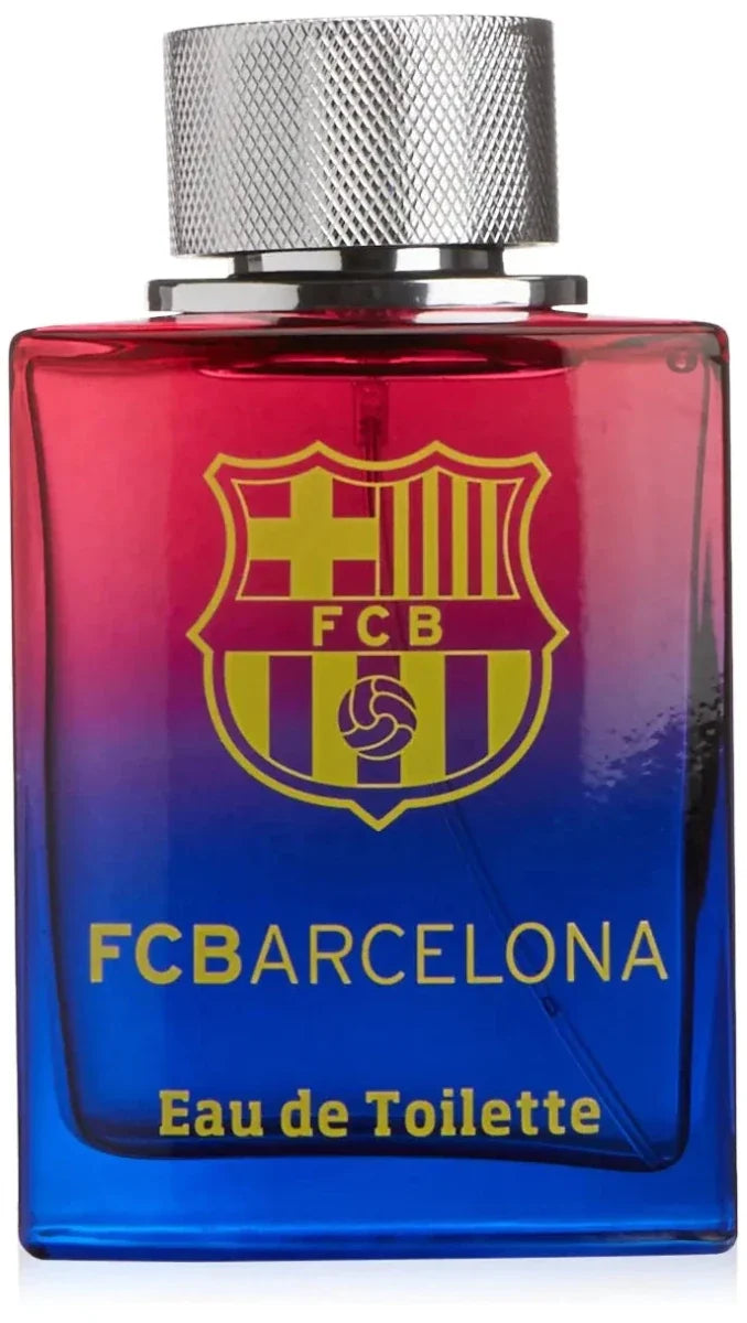 FC Barcelona Men's Fresh Essence fragrance bottle by Mandotos International, 3.4 oz, with blue and black design and FC Barcelona logo.