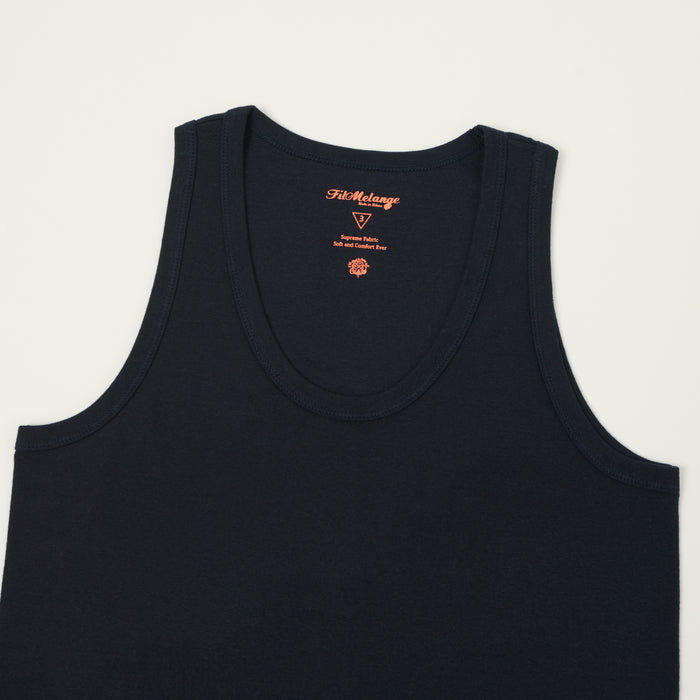 FilMelange 'Ryan' Organic Cotton Rib Vest - Black Navy