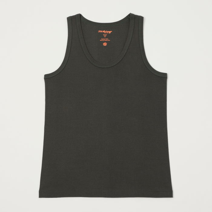 FilMelange 'Ryan' Organic Cotton Rib Vest - Charcoal/Khaki