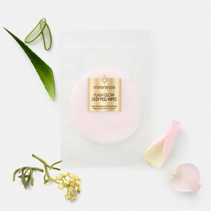 MIRENESSE SKINCARE 19g/ 4 wipes Flash Glow Deep Peel Wipes Mini 4 Pack- AHA Microderm Exfoliation Glass Glow