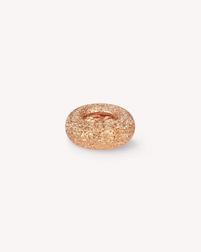 18k rose florentine frosted finish gold forte bead on white background