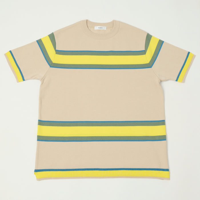 Fujito Border Knit T-Shirt - Beige