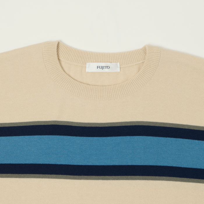 Fujito Border Knit T-Shirt - White