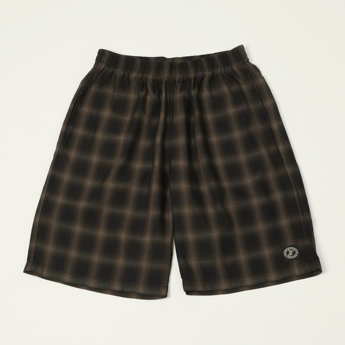 FULLCOUNT 1143 Ombre Check Resort Shorts - Black