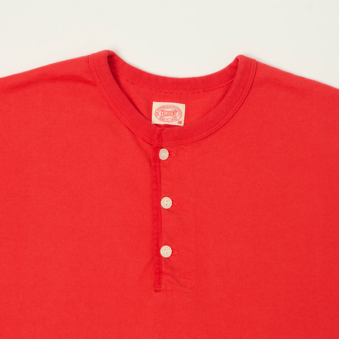 FULLCOUNT 5222H Flat Seam Heavyweight Henley - Red