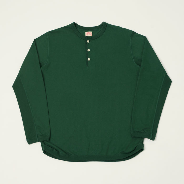 FULLCOUNT 5222LH Flat Seam Heavyweight Henley - Dark Green
