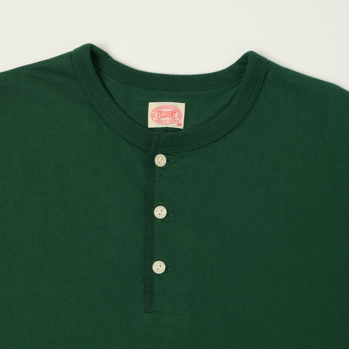 FULLCOUNT 5222LH Flat Seam Heavyweight Henley - Dark Green