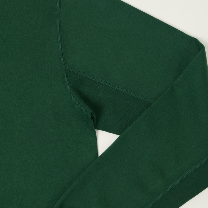 FULLCOUNT 5222LH Flat Seam Heavyweight Henley - Dark Green
