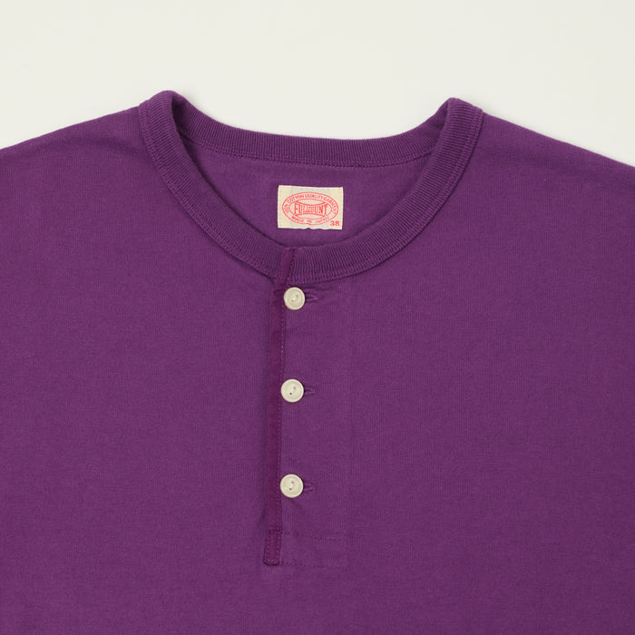 FULLCOUNT 5222LH Flat Seam Heavyweight Henley - Purple