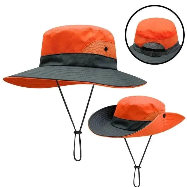 Girls' Ponytail UV Shield Sun Hat by MANDOTOS, featuring a wide brim and adjustable strap for sun protection and comfort.