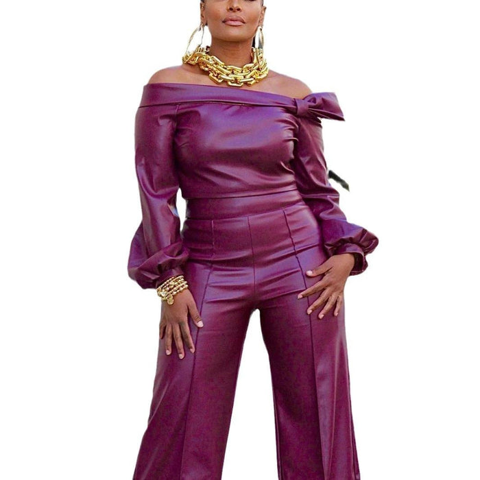 Mandotos Glamourista women's trendy leather suit in chic, confident style, featuring a sleek, tailored design for modern fashion.