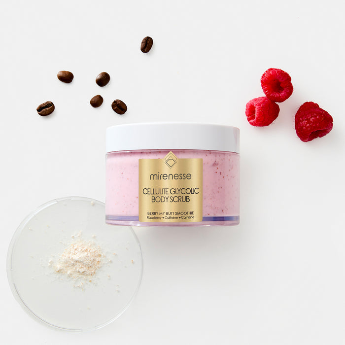 MIRENESSE SKINCARE 200g/ 7oz Cellulite Glycolic Body Scrub-Berry My Butt Smoothie