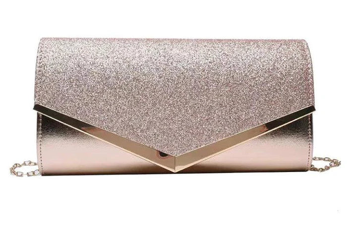 Mandotos Glitzy Striped Sequin Satchel with shimmering sequins and stylish striped pattern, perfect for day or evening use.