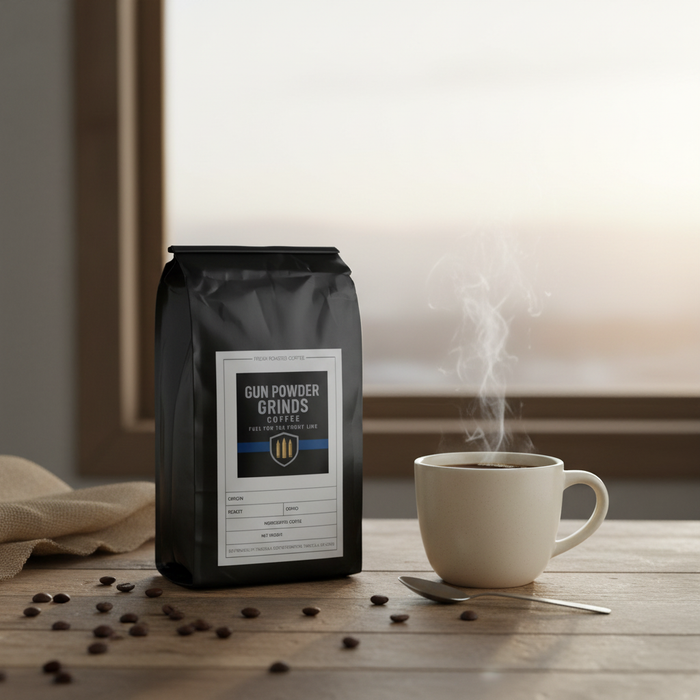 Gun Powder Grinds Guatemala with steaming mug