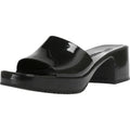 Mandotos International Harlin Jelly Chunky Heel Sandal featuring clear jelly straps and a sturdy chunky heel for stylish comfort.
