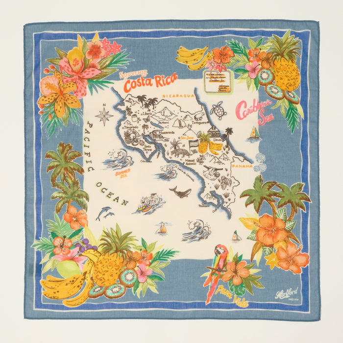 Hartford 'Costa Rica' Souvenir Cotton Bandana - Denim Blue