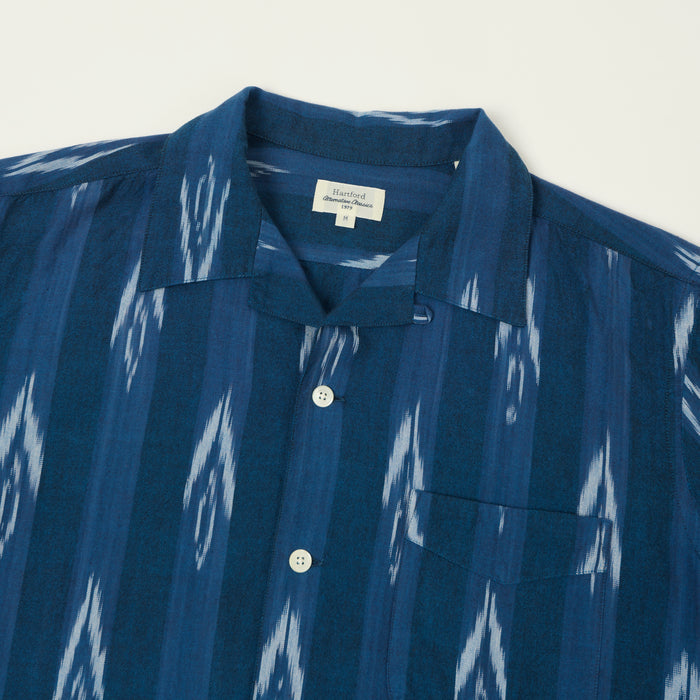 Hartford 'Ikat' Cotton Woven Palmito Shirt - Indigo