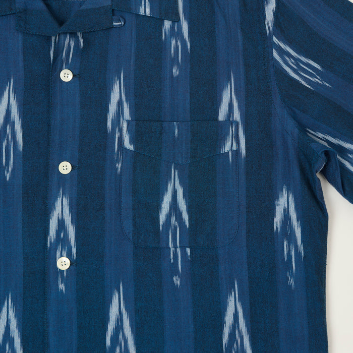 Hartford 'Ikat' Cotton Woven Palmito Shirt - Indigo